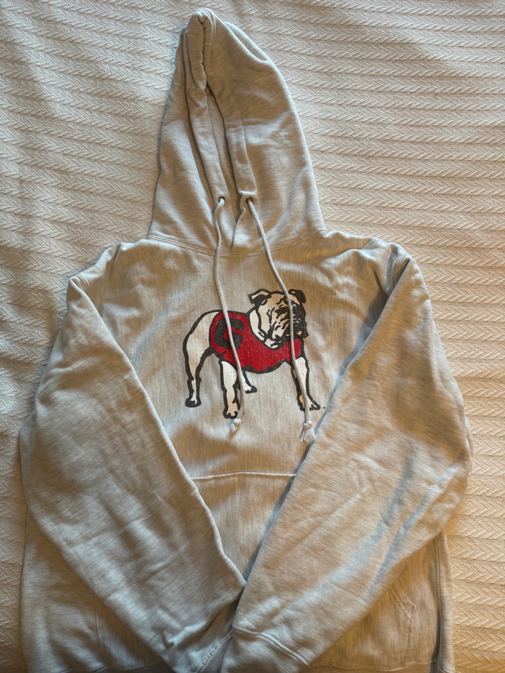 Champion Light Gray Kids Hoodie Pajama Top with Red Bulldog Print
